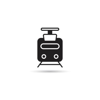 Beyaz arkaplan vektör illüstrasyonunda tramvay simgesi