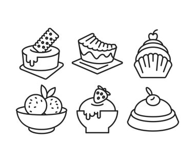 Tatlı ve pasta simgeleri çizim çizelgesi