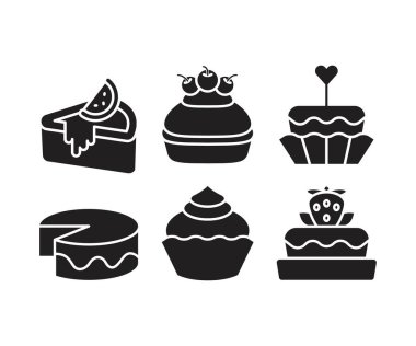Tatlı, pasta ve tatlı ikonları.