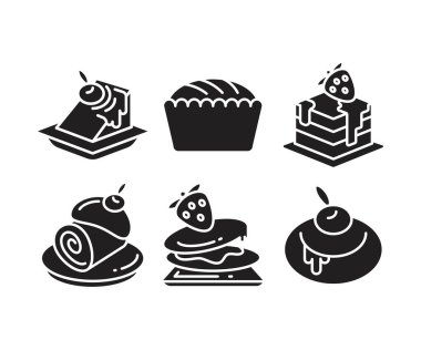 Tatlı, pasta ve tatlı ikonları.