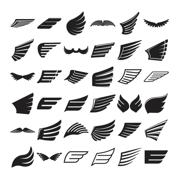 Wing Badge Icons Set Vector Illustration — Stock Vector