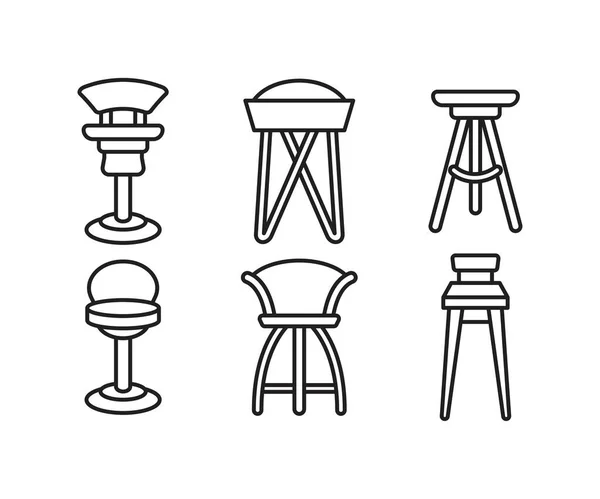 酒吧凳子和椅子图标 — 图库矢量图片