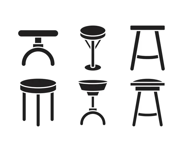 Bar Fezes Cadeira Ícones Conjunto Ilustração —  Vetores de Stock