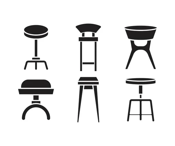 Bar Stool Chair Icons Set Illustration — Stock Vector
