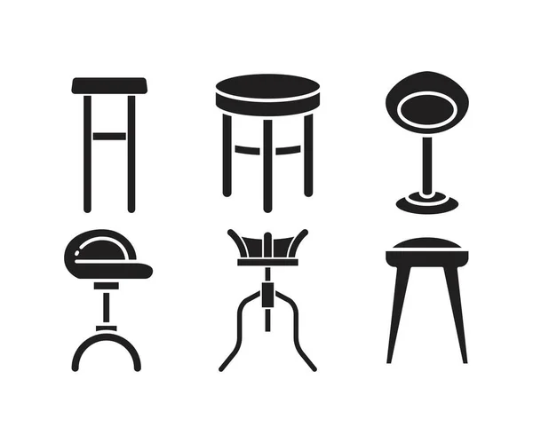 バースツールと椅子のアイコンセットイラスト — ストックベクタ