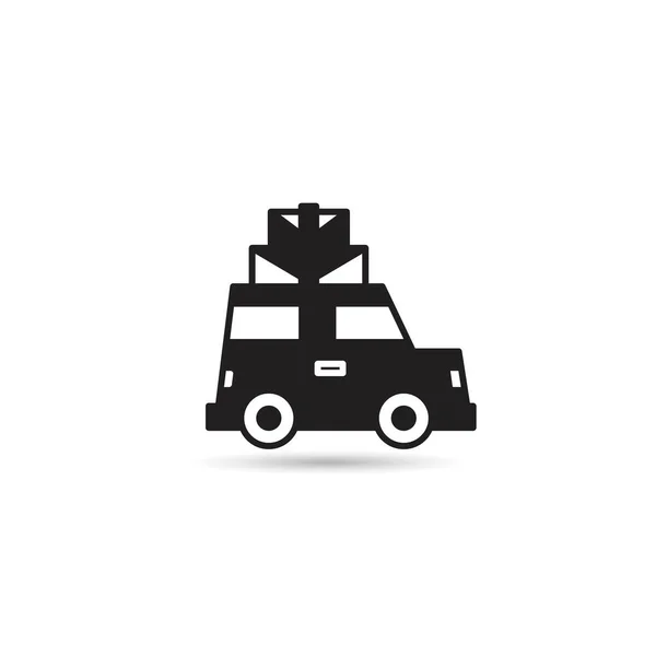 Road Trip Car Icon White Background — Stock Vector