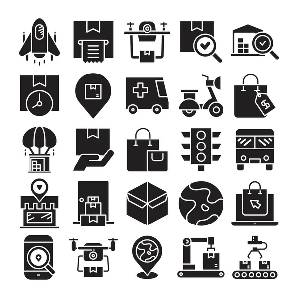 Delivery Service Logistics Icons Set — Stock Vector