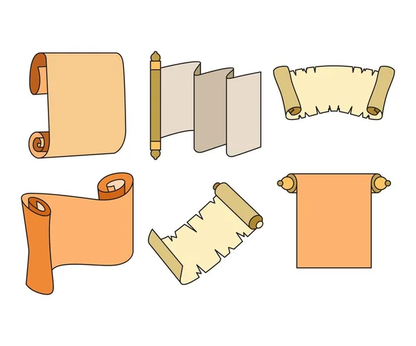 Ilustrace Svitků Papíru Pergamenových Ikon — Stockový vektor