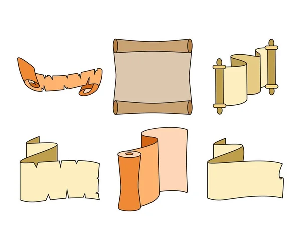 Illustration Von Papierrollen Und Pergamentsymbolen — Stockvektor