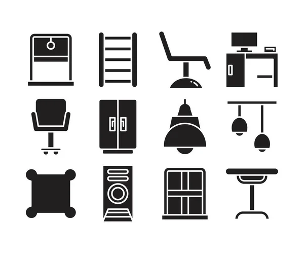 Ikonen Für Möbel Und Haushaltsgeräte — Stockvektor