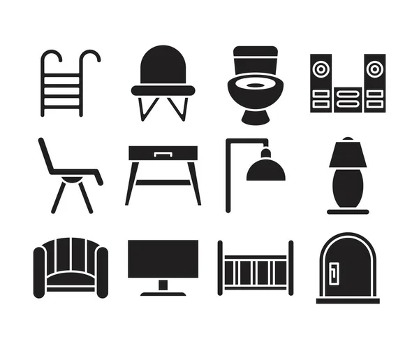 Ikonen Für Möbel Und Haushaltsgeräte — Stockvektor
