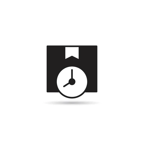 Box Und Uhr Symbol Auf Weißem Hintergrund Vektor Illustration — Stockvektor