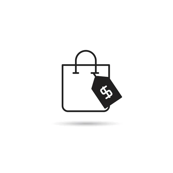 Einkaufstasche Und Dollar Gutschein Symbol Auf Weißem Hintergrund — Stockvektor