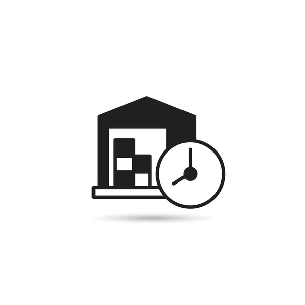 Warehouse Clock Icon White Background Vector Illustration — Stock Vector