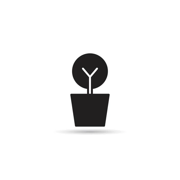 Arbre Plante Pot Icône Sur Fond Blanc — Image vectorielle