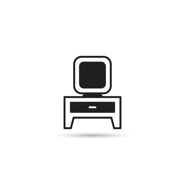 Fernseher Auf Tisch Symbol Auf Weißem Hintergrund — Stockvektor