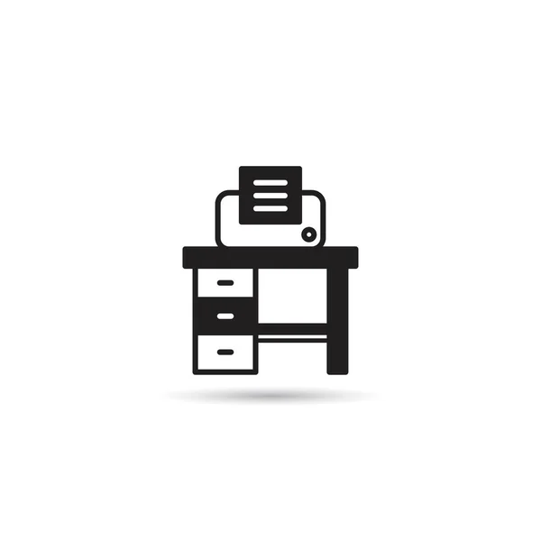 Drucker Auf Tisch Symbol Auf Weißem Hintergrund — Stockvektor