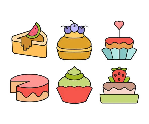 Cake Dessert Icons Set — Stock Vector