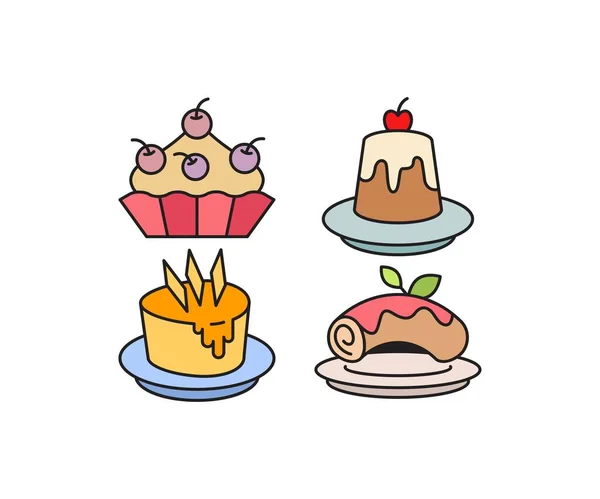 Набор Иконок Торта Десерта — стоковый вектор