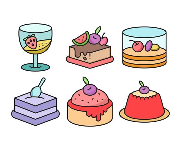 stock vector cake and dessert icons set