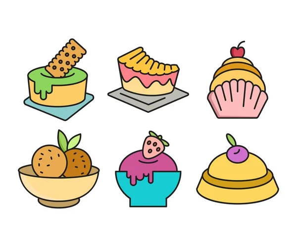 Набор Иконок Торта Десерта — стоковый вектор