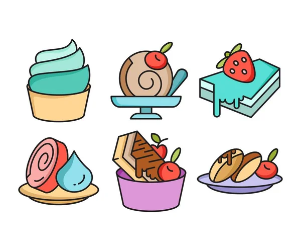 Cake Dessert Icons Set — Stock Vector