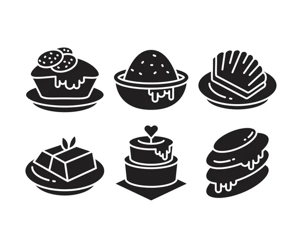 Sweets Cake Dessert Icons Set — Stock Vector