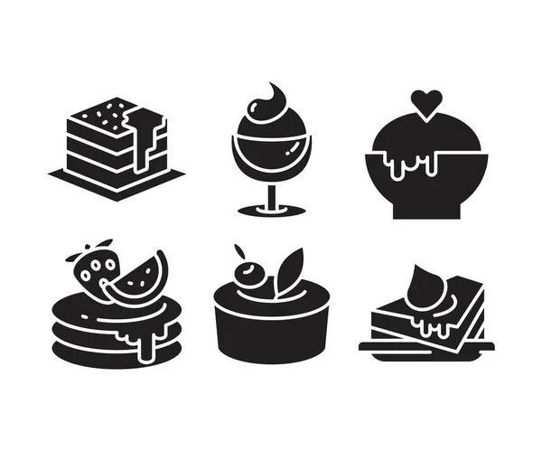 Sweets Cake Dessert Icons Set — Stock Vector