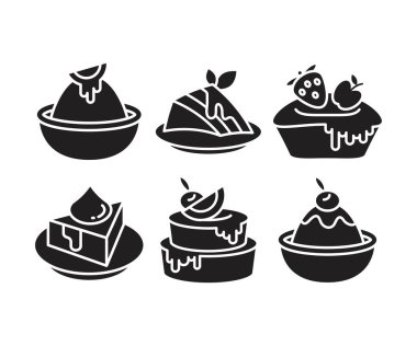 Tatlı, pasta ve tatlı ikonları.