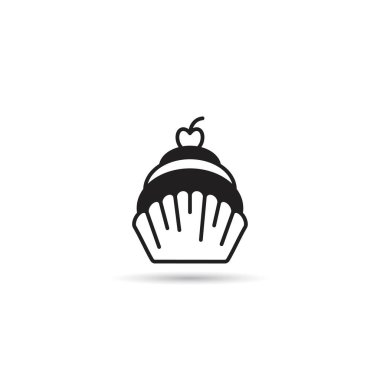 cupcake simgesi beyaz zemin üzerine