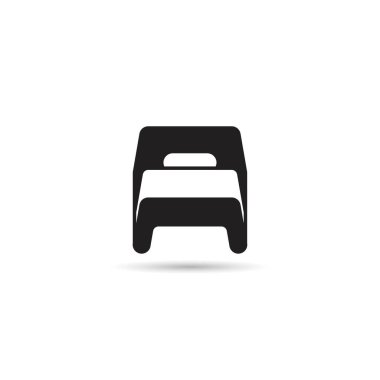 beyaz arkaplanda yatak ve yatak simgesi