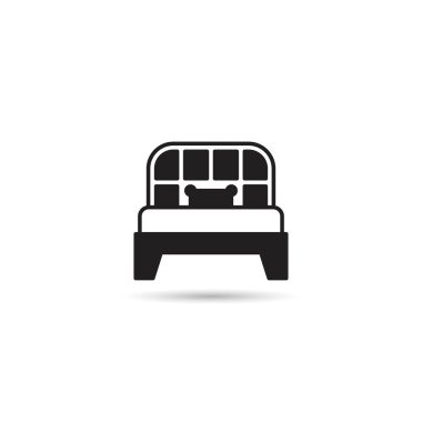 beyaz arkaplanda yatak ve yatak simgesi