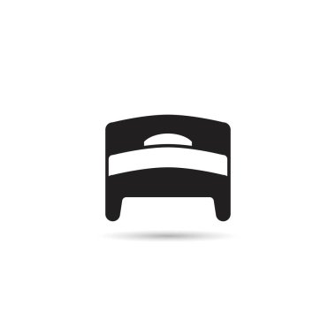 beyaz arkaplanda yatak ve yatak simgesi