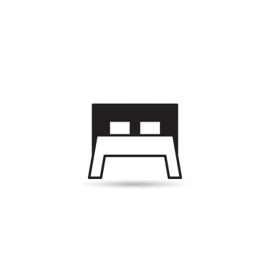 beyaz arkaplanda yatak ve yatak simgesi