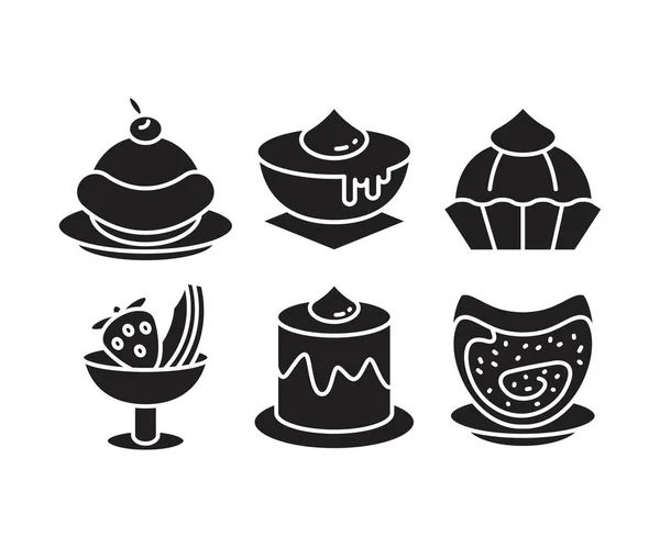 Süßigkeiten Kuchen Und Desserts Set — Stockvektor
