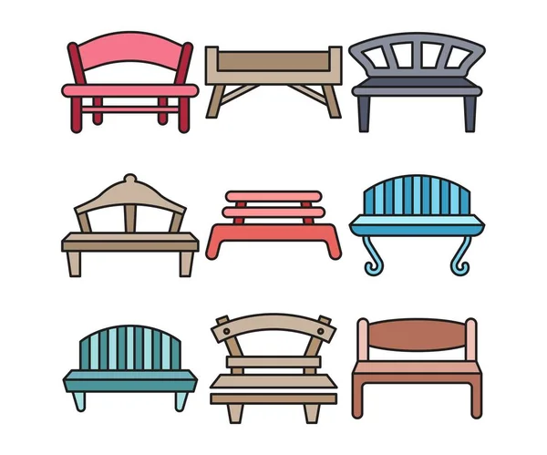 Bench Chair Icons Illustration — Stock Vector