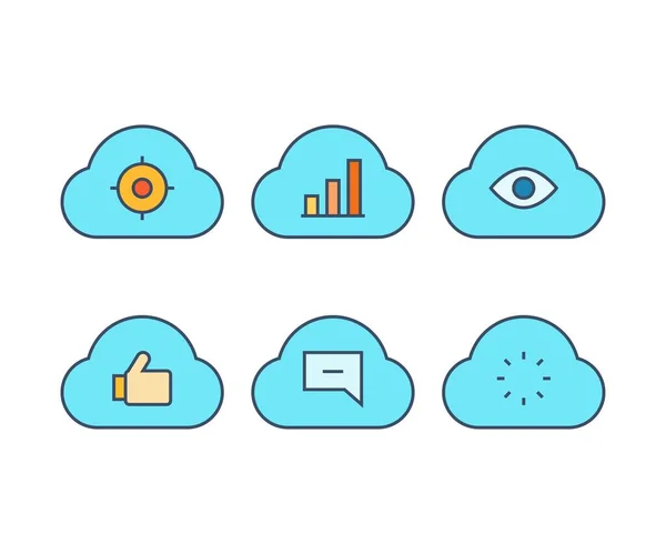 Set Icone Dell Interfaccia Utente Cloud — Vettoriale Stock
