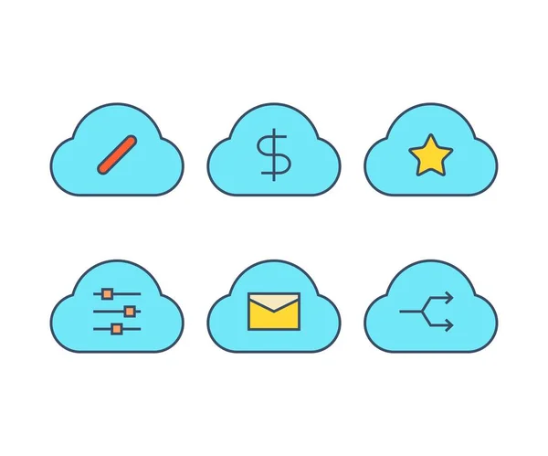 Set Icone Dell Interfaccia Utente Cloud — Vettoriale Stock