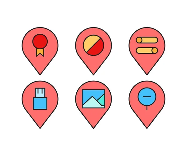 stock vector map pin and user interface icons set