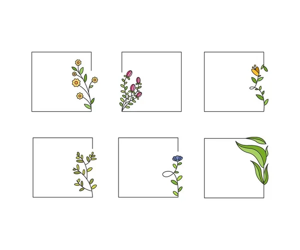 Decorative Floral Frames Set Illustration — Stock Vector
