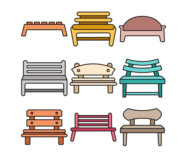 Bench Chair Icons Illustration — Vector de stock
