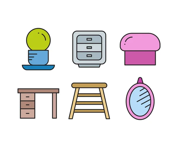 Furniture Home Appliance Icons Set — Stock Vector