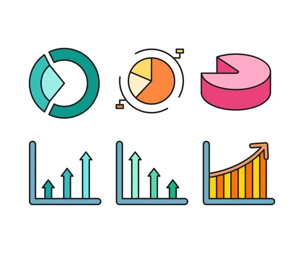 Data Graph Pie Chart Icons Set — Stock Vector
