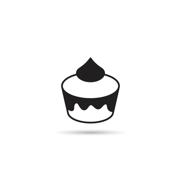 Cupcake Ikonen Vit Bakgrund — Stock vektor