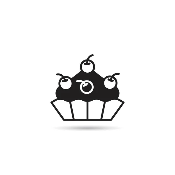 Cupcake Ikonen Vit Bakgrund — Stock vektor
