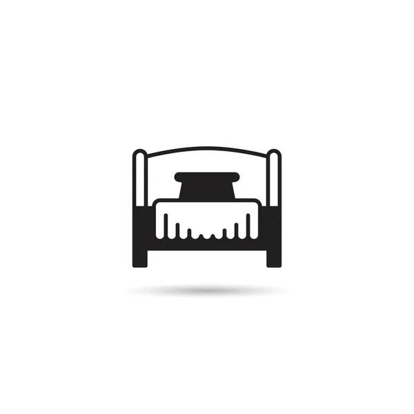 Κρεβάτι Και Στρώμα Εικονίδιο Λευκό Φόντο — Διανυσματικό Αρχείο