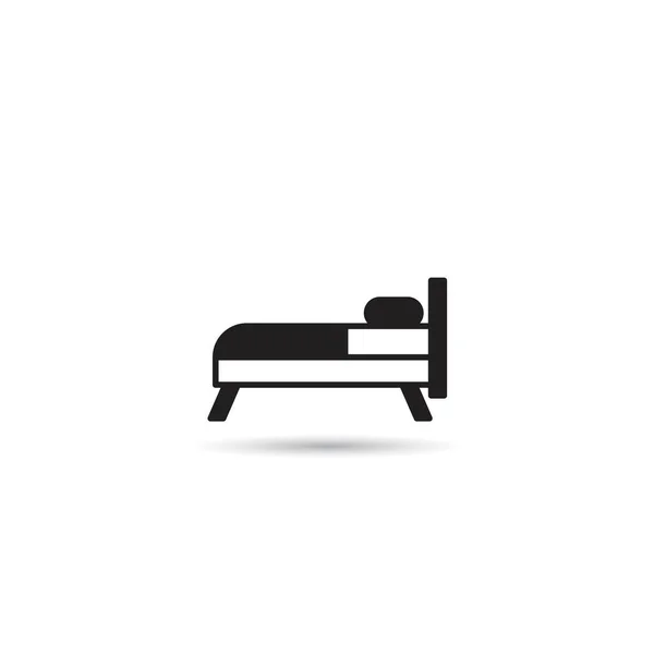白色背景的床和床垫图标 — 图库矢量图片
