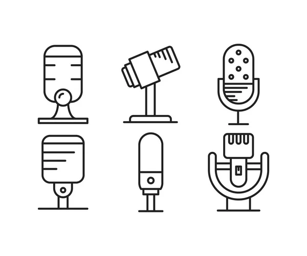 Microphone Icons Set Line Vector Illustration — Stockvector