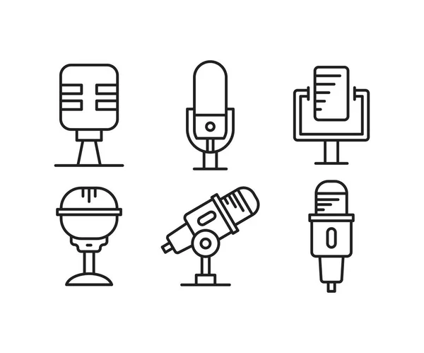 Microphone Icons Set Line Vector Illustration — Stok Vektör
