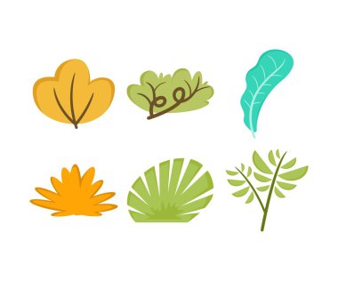 Yaprak ve çalı simgeleri vektör resimlemesini ayarlayın